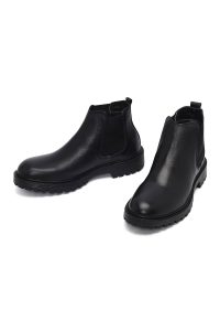 بوت کژوال مردانه چرمی مشکی چلسی دری مد