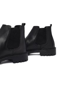 بوت کژوال مردانه چرمی مشکی چلسی دری مد