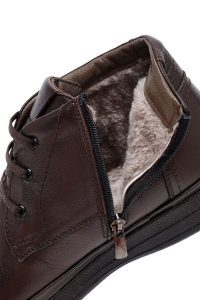 بوت کژوال چرمی مردانه قهوه‌ای بندی زیپ‌دار دری‌مد