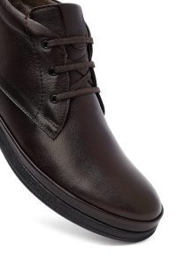 بوت کژوال چرمی مردانه قهوه‌ای بندی زیپ‌دار دری‌مد