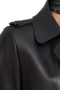 تاپ کت چرم یقه مشکی زنانه لس آنجلسی دری مد