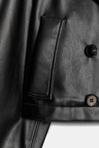 ترنچ کت کوتاه زنانه چرم مصنوعی زارا – ZARA