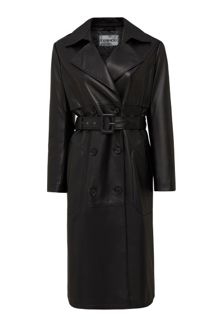 ترنچ‌کت چرمی زنانه مشکی Natalia دری مد