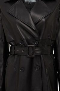 ترنچ‌کت چرمی زنانه مشکی Natalia دری مد