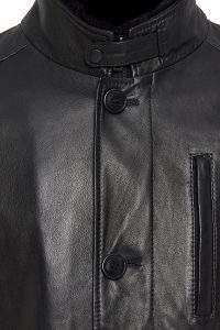 ترنچ‌کت چرمی مردانه مشکی یقه خزدار Barella دری مد