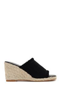 دمپایی اسپرت زنانه چرم جیر مشکی پاشنه بلند راحتی دری مد