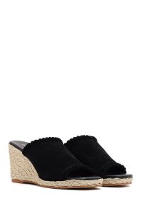 دمپایی اسپرت زنانه چرم جیر مشکی پاشنه بلند راحتی دری مد