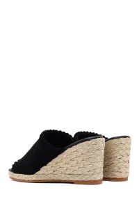 دمپایی اسپرت زنانه چرم جیر مشکی پاشنه بلند راحتی دری مد