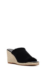 دمپایی اسپرت زنانه چرم جیر مشکی پاشنه بلند راحتی دری مد