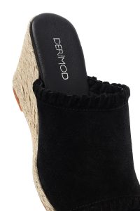 دمپایی اسپرت زنانه چرم جیر مشکی پاشنه بلند راحتی دری مد