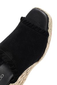 دمپایی اسپرت زنانه چرم جیر مشکی پاشنه بلند راحتی دری مد