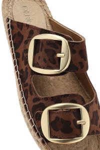 دمپایی اسپرت زنانه چرم جیر پلنگی سگک‌دار دری مد