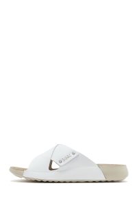 دمپایی راحتی زنانه چرم سفید ساده دری مد