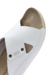 دمپایی راحتی زنانه چرم سفید ساده دری مد