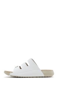 دمپایی راحتی زنانه چرم سفید سگک‌دار دری مد