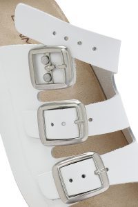 دمپایی راحتی زنانه چرم سفید سگک‌دار دری مد