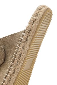 دمپایی زنانه اسپادریل چرمی جیر قهوه‌ای روشن سگک‌دار دری مد