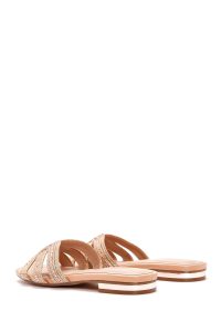 دمپایی زنانه بژ نگین‌دار دری مد