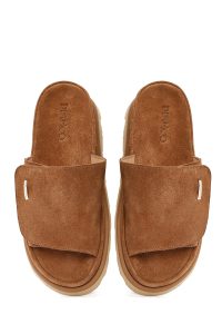 دمپایی زنانه جیر قهوه‌ای دری مد