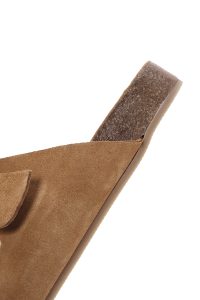 دمپایی زنانه جیر قهوه‌ای روشن دو سگکه دری مد