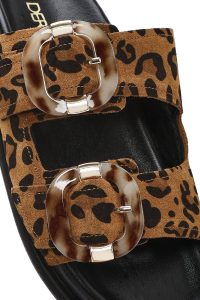 دمپایی زنانه جیر پلنگی دو سگکه دری مد