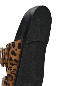 دمپایی زنانه جیر پلنگی دو سگکه دری مد