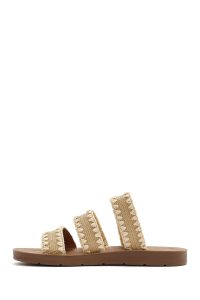 دمپایی زنانه حصیری بژ دری مد