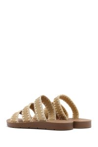 دمپایی زنانه حصیری بژ دری مد