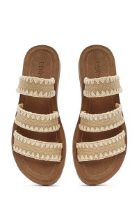 دمپایی زنانه حصیری بژ دری مد