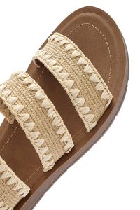 دمپایی زنانه حصیری بژ دری مد