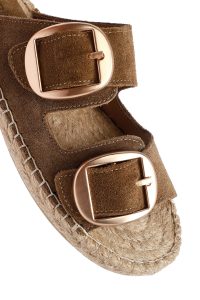 دمپایی زنانه حصیری جیر ویزون سگک‌دار دری مد