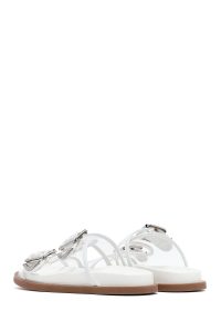 دمپایی زنانه سفید دو سگکه دری مد