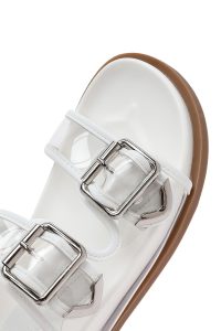 دمپایی زنانه سفید دو سگکه دری مد