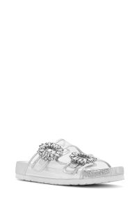 دمپایی زنانه شفاف سگک‌دار نگین‌دار دری مد