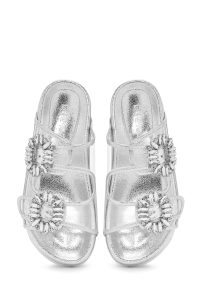 دمپایی زنانه شفاف سگک‌دار نگین‌دار دری مد