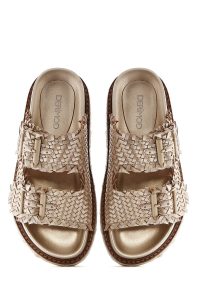 دمپایی زنانه متالیک برنزی لژدار دری مد