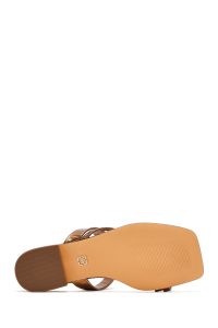 دمپایی زنانه متالیک برنزی نگین‌دار دری مد