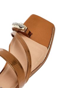 دمپایی زنانه متالیک برنزی نگین‌دار دری مد