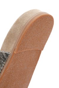 دمپایی زنانه متالیک طلایی سگک‌دار چرمی دری مد