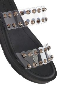 دمپایی زنانه مشکی شفاف نگین‌دار دری مد