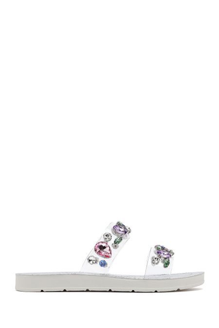 دمپایی زنانه نگین‌دار چند رنگ دری مد