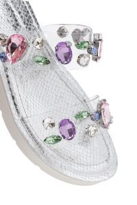 دمپایی زنانه نگین‌دار چند رنگ دری مد