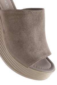 دمپایی زنانه چرم جیر طوسی پاشنه بلند دری مد