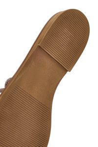 دمپایی زنانه چرم صورتی نگین‌دار دری مد