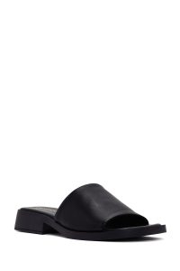 دمپایی زنانه چرم مشکی دری مد