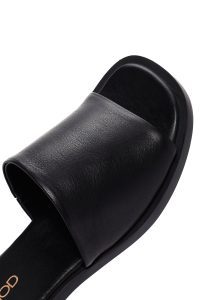 دمپایی زنانه چرم مشکی دری مد