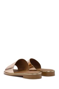 دمپایی زنانه چرمی متالیک صورتی دری مد