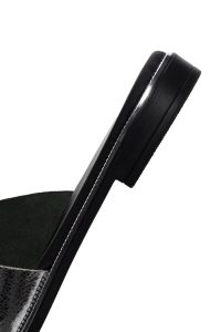 دمپایی زنانه چرمی متالیک نقره‌ای دری مد