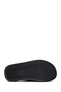 دمپایی زنانه چرمی مشکی با جزئیات سگک دری مد