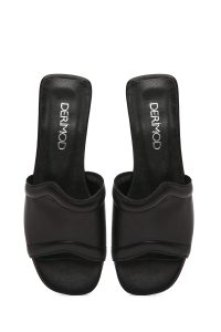 دمپایی زنانه چرمی مشکی دری مد